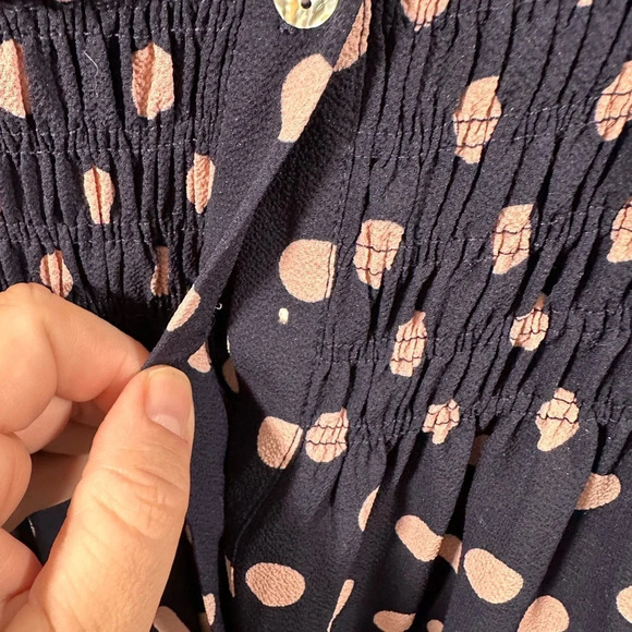 Kate and Lily Navy Blue Polka‎ Dot Simi Sheer Button Front Dress NWT Size 10 - Picture 3 of 4